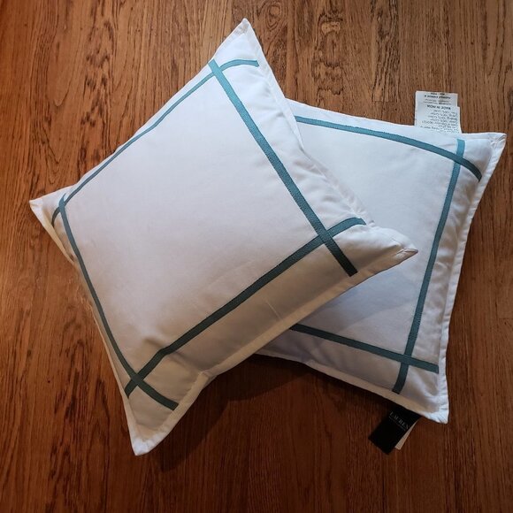 NWT - (set of 2) Ralph Lauren - Eden Frame 18" Square Decorative Throw Pillows - Picture 3 of 4